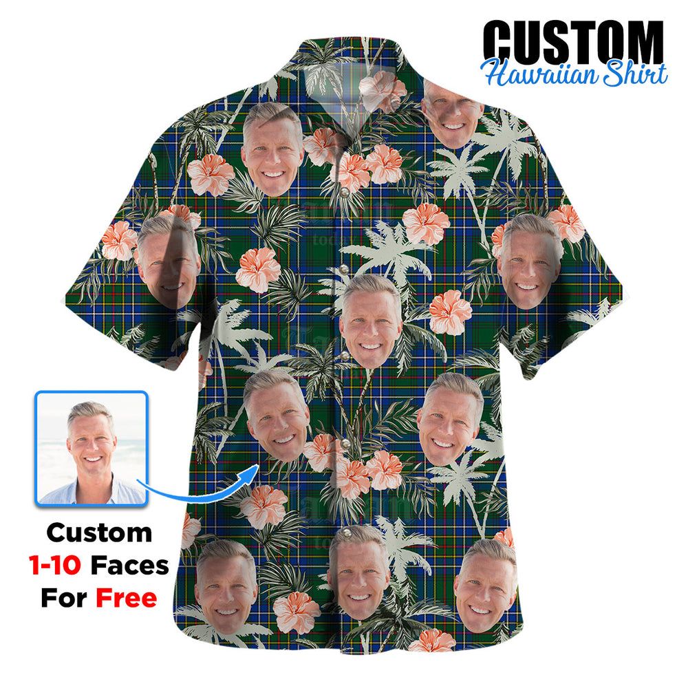 Clan Cockburn Ancient Tartan Custom Face Hawaiian Shirt – Unisex Gift for Family Members, Summer Party XM36 Cockburn Ancient Tartan Tartan Hawaii Shirt