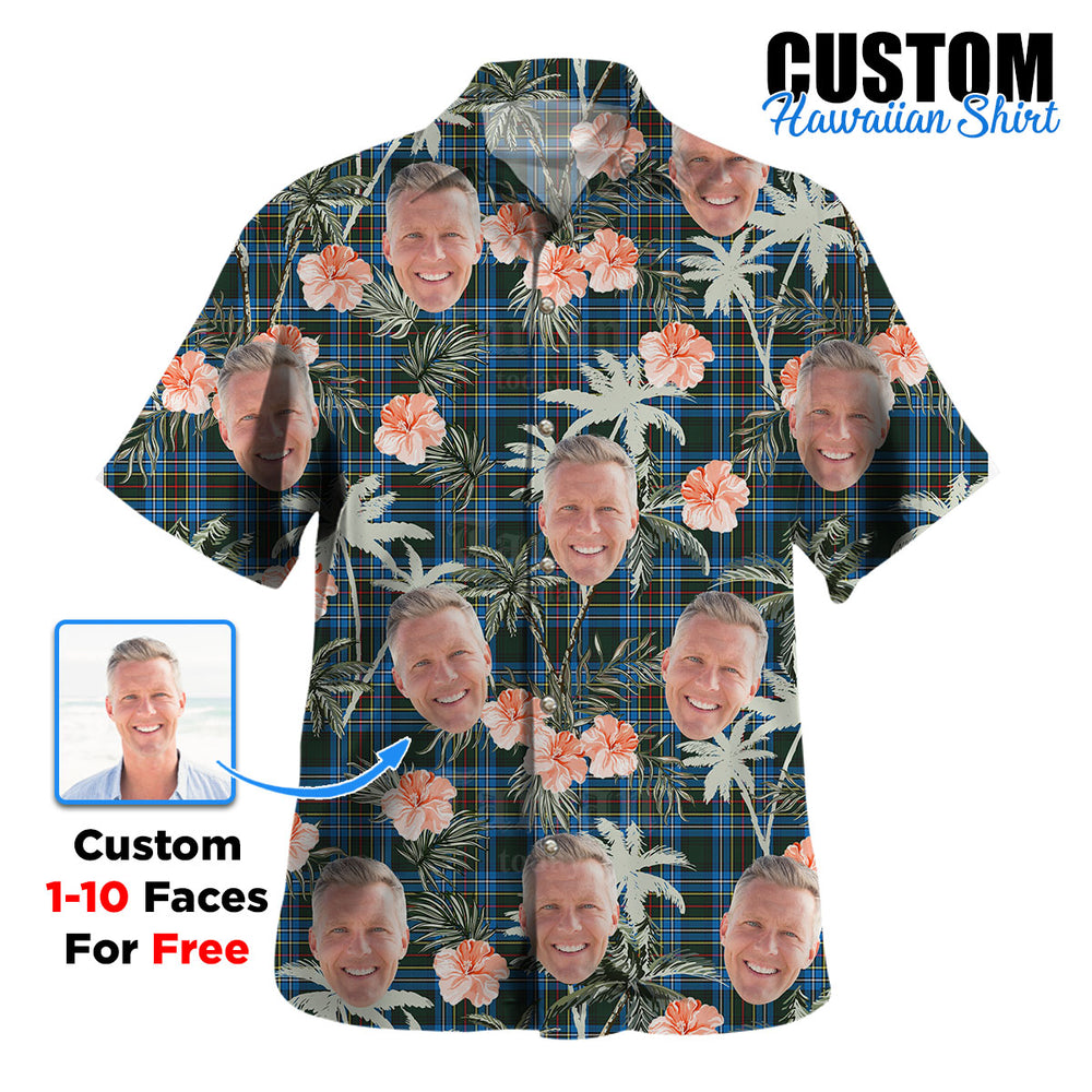 Clan Cockburn Modern Tartan Custom Face Hawaiian Shirt – Unisex Gift for Family Members, Summer Party WU52 Cockburn Modern Tartan Tartan Hawaii Shirt