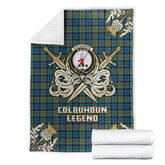 Clan Colquhoun Ancient Tartan Gold Courage Symbol Blanket KD82 Clan Colquhoun Tartan Today