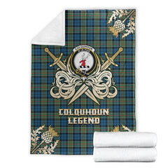 Clan Colquhoun Ancient Tartan Gold Courage Symbol Blanket KD82 Clan Colquhoun Tartan Today