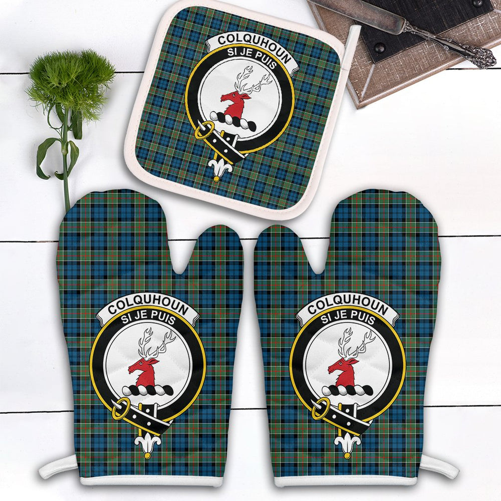 Clan Colquhoun Ancient Tartan Crest Oven Mitt And Pot Holder (2 Oven Mitts + 1 Pot Holder) CE78 Clan Colquhoun Tartan Today