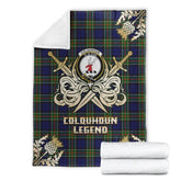 Clan Colquhoun Modern Tartan Gold Courage Symbol Blanket RG87 Clan Colquhoun Tartan Today