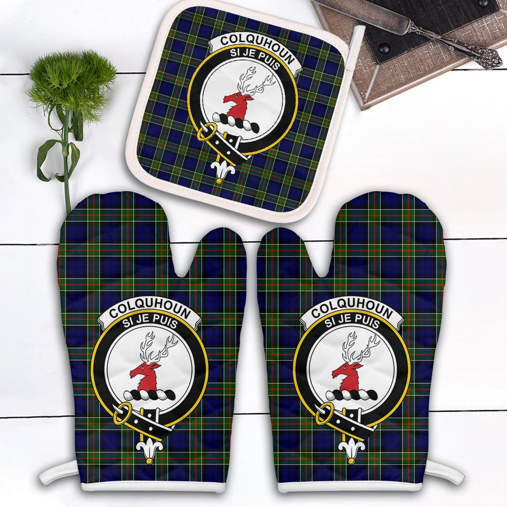 Clan Colquhoun Modern Tartan Crest Oven Mitt And Pot Holder (2 Oven Mitts + 1 Pot Holder) ES38 Clan Colquhoun Tartan Today