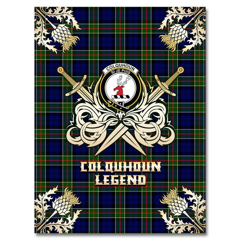 Clan Colquhoun Modern Tartan Gold Courage Symbol Blanket RG87 Clan Colquhoun Tartan Today