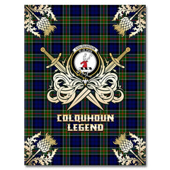 Clan Colquhoun Modern Tartan Gold Courage Symbol Blanket RG87 Clan Colquhoun Tartan Today