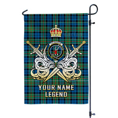 Custom Name Clan Colquhoun Ancient Tartan Garden Flag with Clan Crest and the Golden Sword of Courageous Legacy WR80