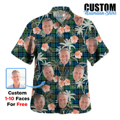 Clan Colquhoun Ancient Tartan Custom Face Hawaiian Shirt – Unisex Gift for Family Members, Summer Party AN85 Colquhoun Ancient Tartan Tartan Hawaii Shirt