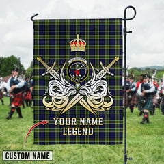Personalized Custom Name Clan Colquhoun Tartan Garden Flag with Clan Crest and the Golden Sword of Courageous Legacy TT84 - Colquhoun Tartan Design, Scottish Heritage Gift