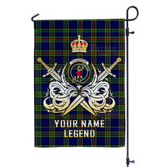 Custom Name Clan Colquhoun Modern Tartan Garden Flag with Clan Crest and the Golden Sword of Courageous Legacy KC69