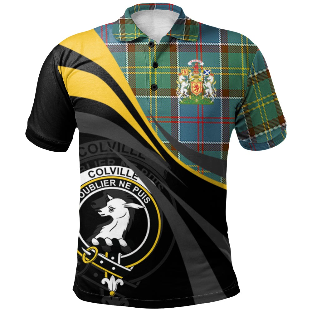 Clan Colville Tartan Polo Shirt - Royal Coat Of Arms Style AS83 Colville Tartan Tartan Polo
