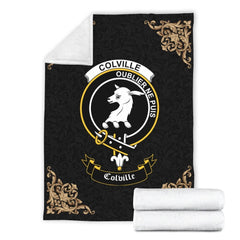 Clan Colville Crest Tartan Premium Blanket Black YR12 Clan Colville Tartan Today