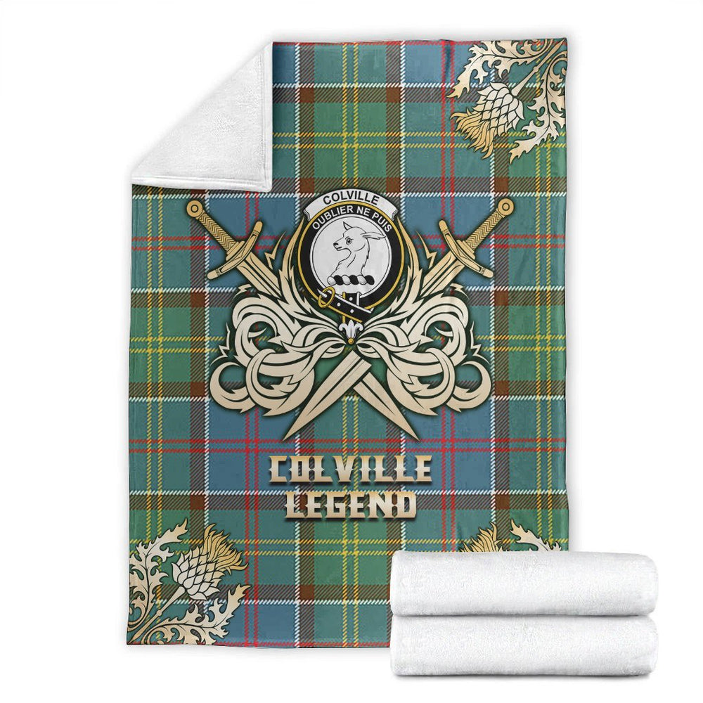 Clan Colville Tartan Gold Courage Symbol Blanket RN12 Clan Colville Tartan Today
