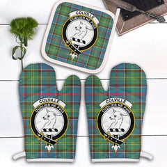 Clan Colville Tartan Crest Oven Mitt And Pot Holder (2 Oven Mitts + 1 Pot Holder) AD94 Clan Colville Tartan Today