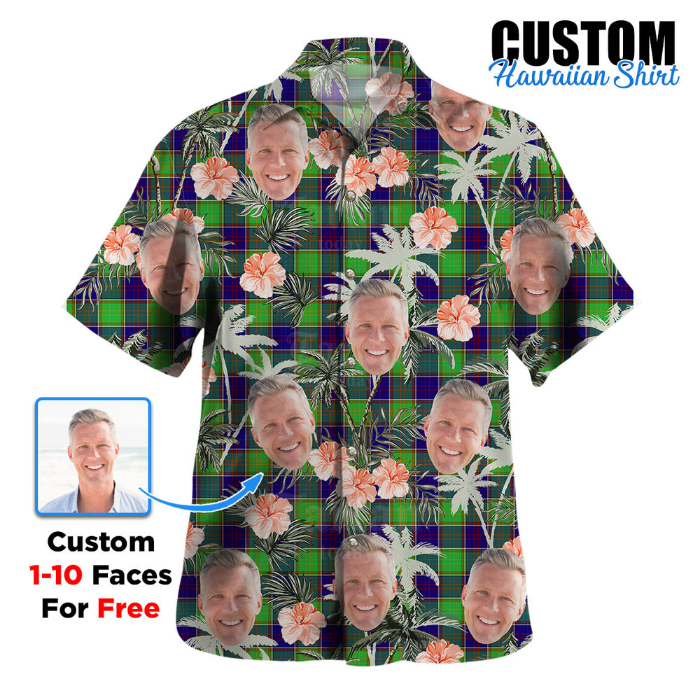 Clan Colville Tartan Custom Face Hawaiian Shirt – Unisex Gift for Family Members, Summer Party QJ65 Colville Tartan Tartan Hawaii Shirt