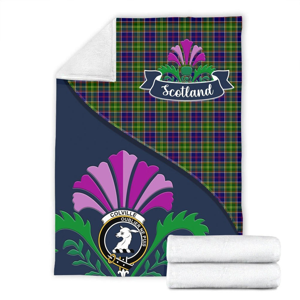 Clan Colville Tartan Crest Premium Blanket Thistle Style GT33 Clan Colville Tartan Today