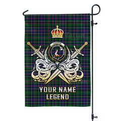 Custom Name Clan Cooper Modern Tartan Garden Flag with Clan Crest and the Golden Sword of Courageous Legacy YE76