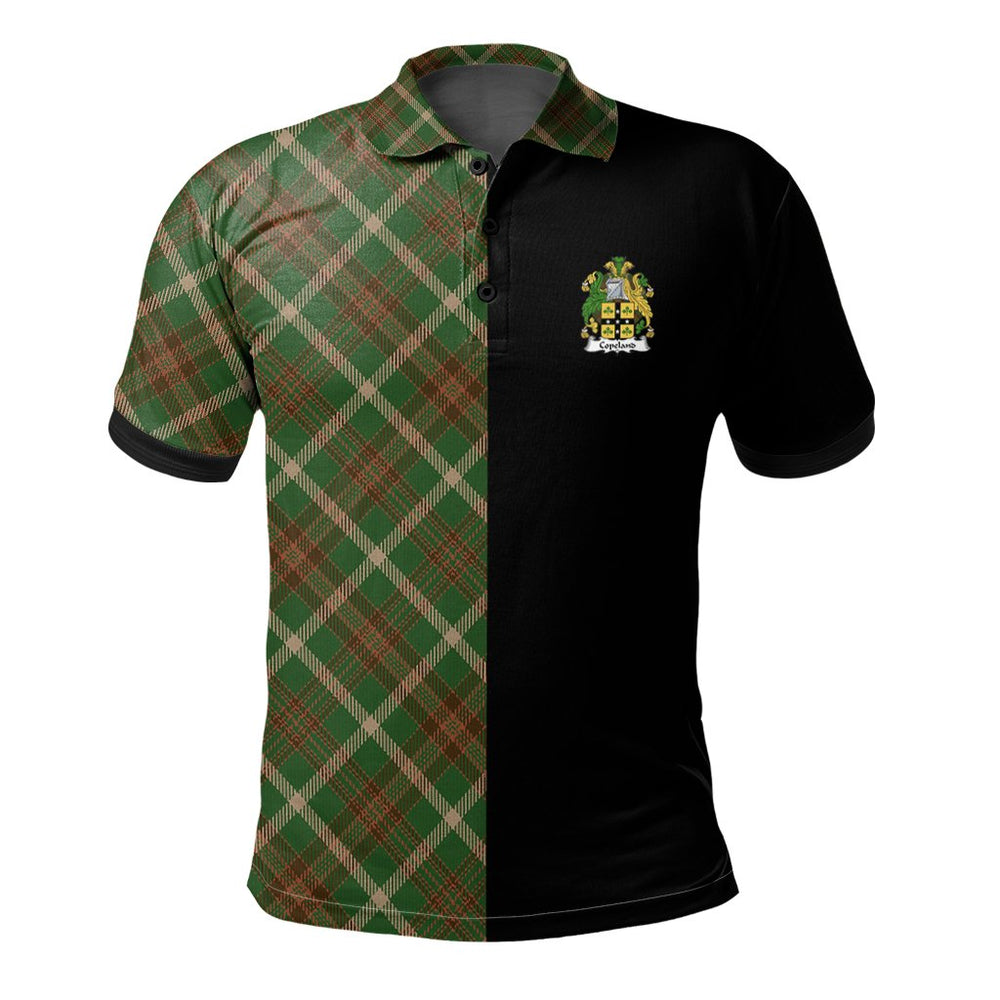 Clan Copeland Tartan Polo Shirt Half of Me - Cross Style ED60 Copeland Tartan Tartan Polo