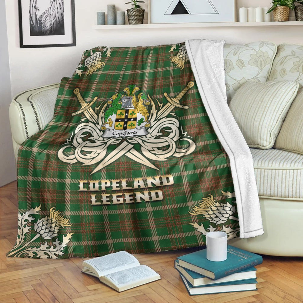 Clan Copeland Tartan Gold Courage Symbol Blanket OT63 Clan Hall Tartan Today