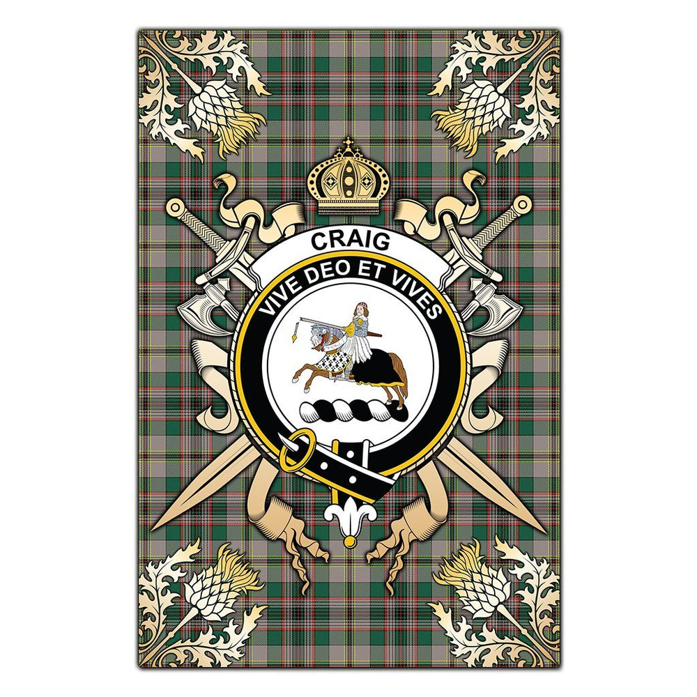 Clan Craig Ancient Tartan Crest Black Garden Flag - Gold Thistle LT18 Clan Craig Tartan Today