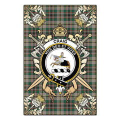 Clan Craig Ancient Tartan Crest Black Garden Flag - Gold Thistle LT18 Clan Craig Tartan Today