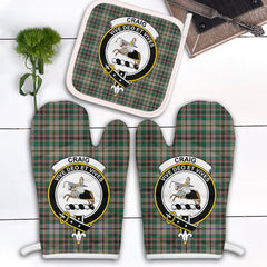 Clan Craig Ancient Tartan Crest Oven Mitt And Pot Holder (2 Oven Mitts + 1 Pot Holder) DQ25 Clan Craig Tartan Today
