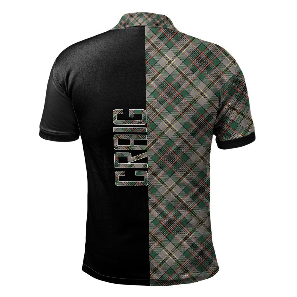Clan Craig Ancient Tartan Polo Shirt Half of Me - Cross Style AD37 Craig Ancient Tartan Tartan Polo