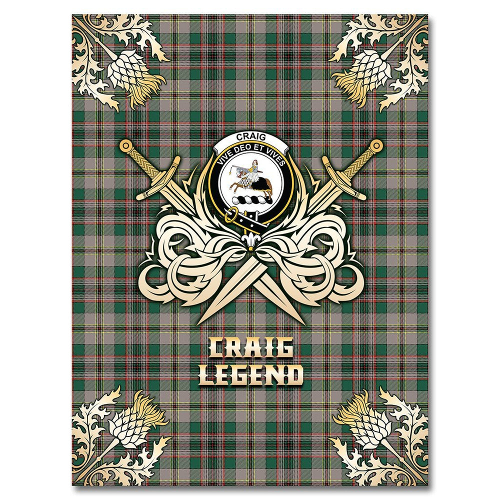Clan Craig Ancient Tartan Gold Courage Symbol Blanket SZ80 Clan Craig Tartan Today