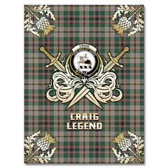 Clan Craig Ancient Tartan Gold Courage Symbol Blanket SZ80 Clan Craig Tartan Today