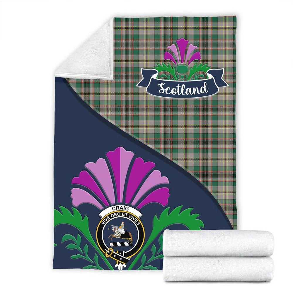 Clan Craig Tartan Crest Premium Blanket Thistle Style VR49 Clan Craig Tartan Today