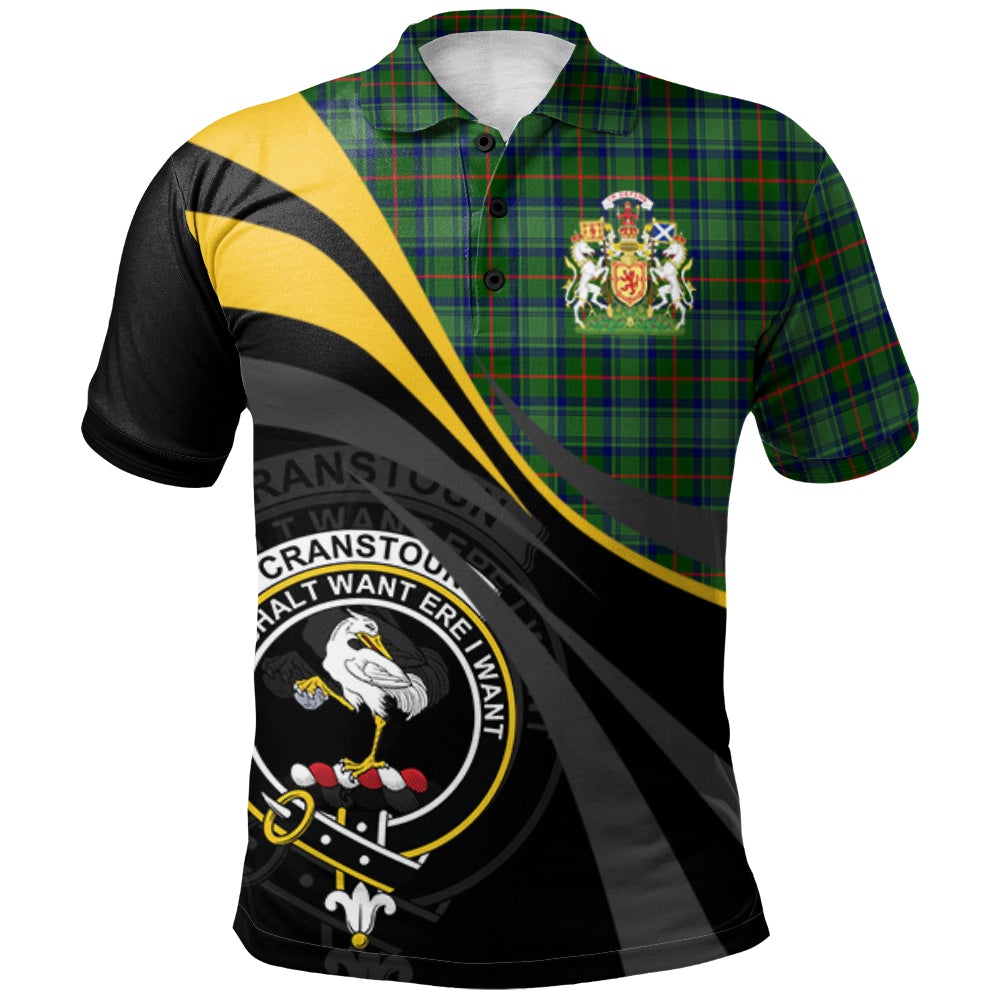 Clan Cranstoun Tartan Polo Shirt - Royal Coat Of Arms Style DC55 Cranstoun Tartan Tartan Polo