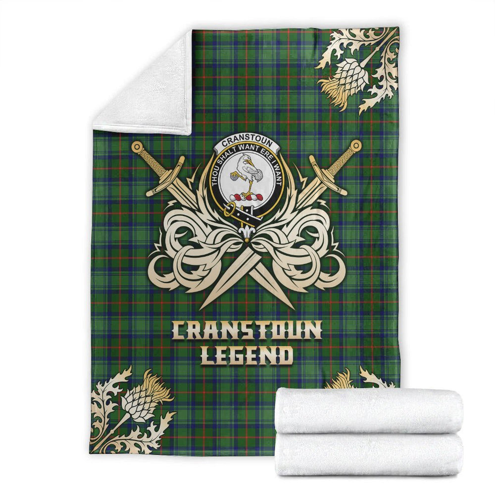 Clan Cranstoun Tartan Gold Courage Symbol Blanket BV24 Clan Cranstoun Tartan Today