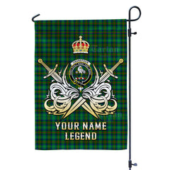 Custom Name Clan Cranstoun Tartan Garden Flag with Clan Crest and the Golden Sword of Courageous Legacy RZ39
