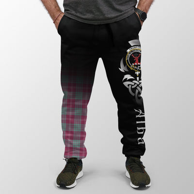 Clan Crawford Ancient Tartan Crest Jogger Sweatpants Alba Celtic Style