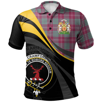 Clan Crawford Ancient Tartan Polo Shirt - Royal Coat Of Arms Style