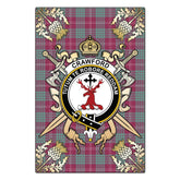 Clan Crawford Ancient Tartan Crest Black Garden Flag - Gold Thistle DE55 Clan Crawford Tartan Today