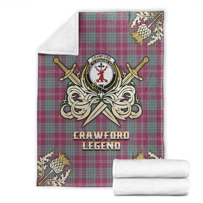 Clan Crawford Ancient Tartan Gold Courage Symbol Blanket