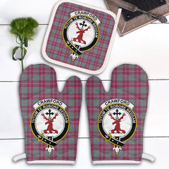 Clan Crawford Ancient Tartan Crest Oven Mitt And Pot Holder (2 Oven Mitts + 1 Pot Holder) RT46 Clan Crawford Tartan Today
