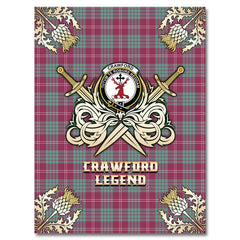 Clan Crawford Ancient Tartan Gold Courage Symbol Blanket FP94 Clan Crawford Tartan Today