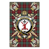 Clan Crawford Modern Tartan Crest Black Garden Flag - Gold Thistle AC27 Clan Crawford Tartan Today