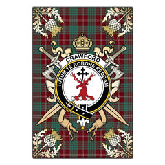 Clan Crawford Modern Tartan Crest Black Garden Flag - Gold Thistle AC27 Clan Crawford Tartan Today
