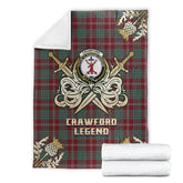 Clan Crawford Modern Tartan Gold Courage Symbol Blanket WS15 Clan Crawford Tartan Today