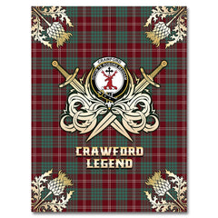 Clan Crawford Modern Tartan Gold Courage Symbol Blanket WS15 Clan Crawford Tartan Today