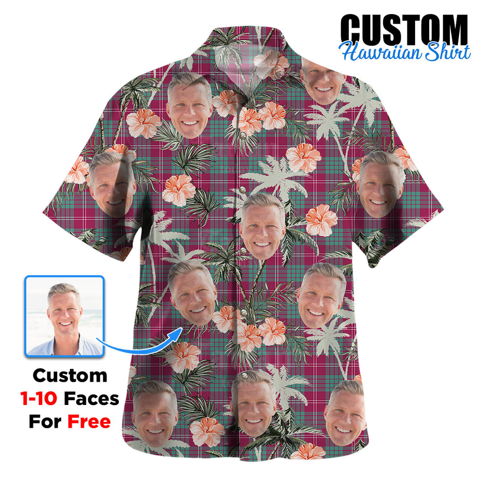 Clan Crawford Ancient Tartan Custom Face Hawaiian Shirt – Unisex Gift for Family Members, Summer Party LN45 Crawford Ancient Tartan Tartan Hawaii Shirt