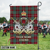 Personalized Custom Name Clan Crawford Modern Tartan Garden Flag with Clan Crest and the Golden Sword of Courageous Legacy IB90 - Crawford Modern Tartan Design, Scottish Heritage Gift