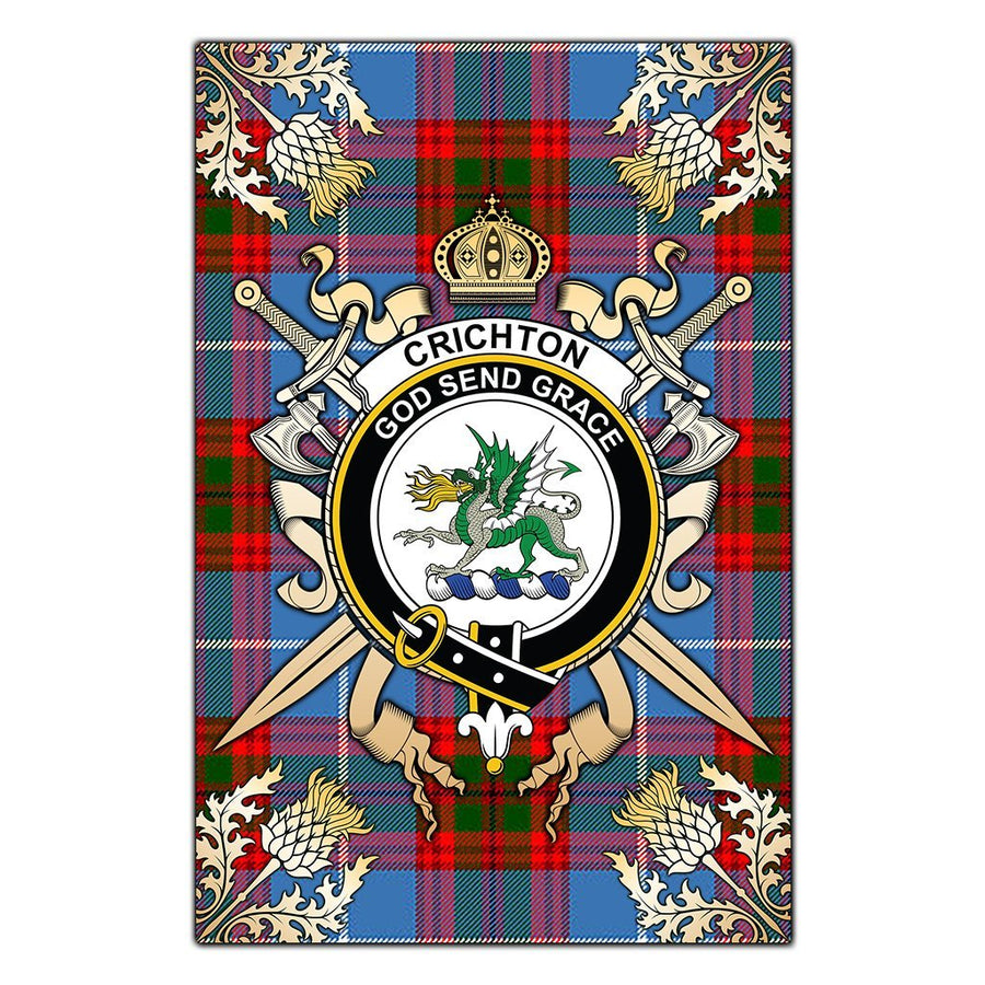 Clan Crichton Tartan Crest Black Garden Flag