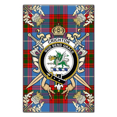 Clan Crichton Tartan Crest Black Garden Flag - Gold Thistle JP43 Clan Crichton Tartan Today