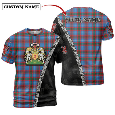 Personalized Clan Crichton District Tartan Shirt with Scotland Coat of Arms & Custom Name