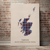 Crichton District Tartan Scotland Map Canvas – “Tartan Runs Through My Veins” Wall Art
