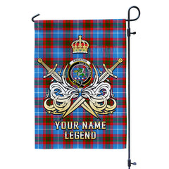 Custom Name Clan Crichton District Tartan Garden Flag with Clan Crest and the Golden Sword of Courageous Legacy KW20