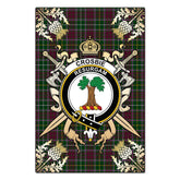 Clan Crosbie Tartan Crest Black Garden Flag - Gold Thistle FP10 Clan Crosbie Tartan Today